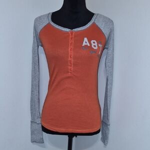Aeropostale Women's Long Sleeve Top in Orange and Gray